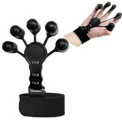Fingertränare Med 3 Olika Motstånd - Svart