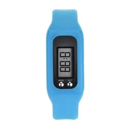 Ur Med Skridttæller Og Silikoneurrem - Lyseblå